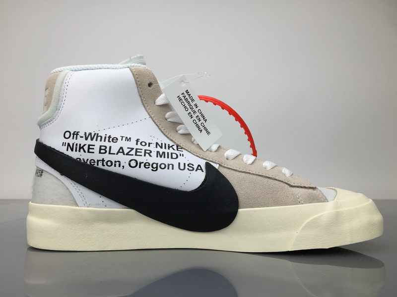 Women UNC OFF-White x Nike Blazer Mid OW Brown White Black Shoes - Click Image to Close